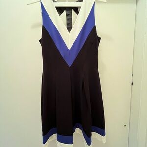 H&M Black and Blue Mini Dress with White Accents